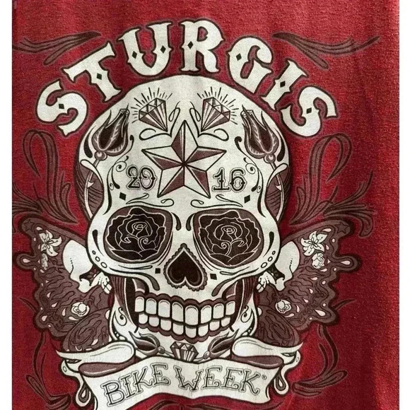 Sturgis Bike Week Skull & Bones Tank Top  Burgundy Size 2XL - Picture 7 of 9